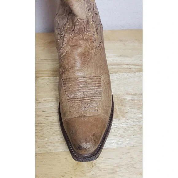 Old West Cowboy Cowgirl Boots Leather 7.0 Women's Cowgirl Tan Western LF1529 - Picture 7 of 7